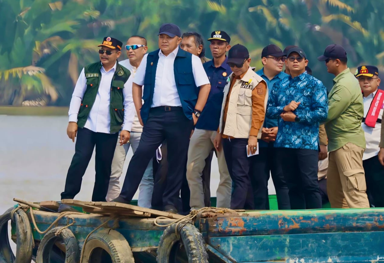 Herman Deru dan Wabup Muba Rohman Minta Kontraktor Tepati Target Selesaikan Perbaikan Jembatan Lalan P6