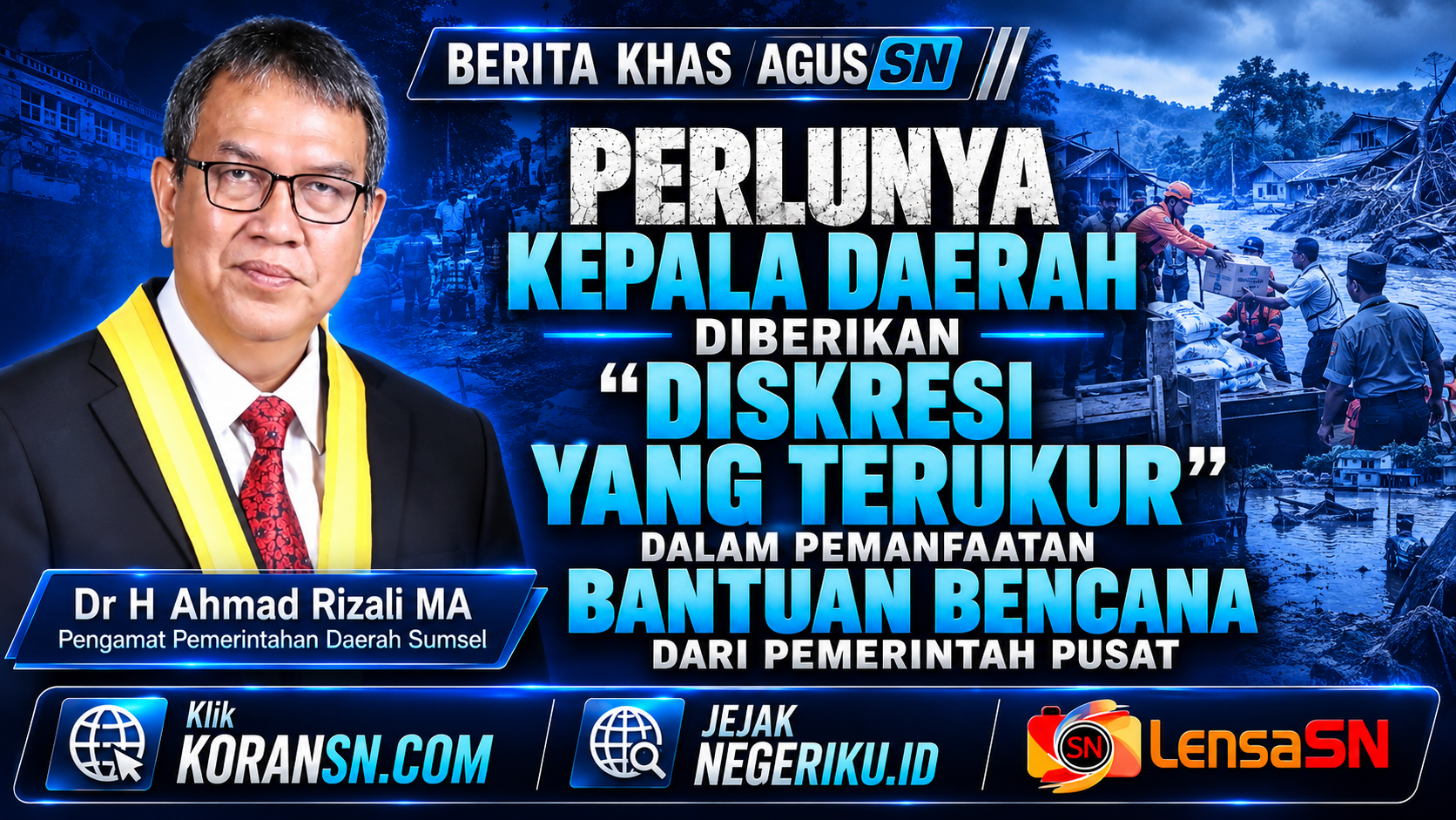 Dr H Ahmad Rizali MA Pengamat Pemerintahan Daerah Sumsel. (Foto-LensaSN)