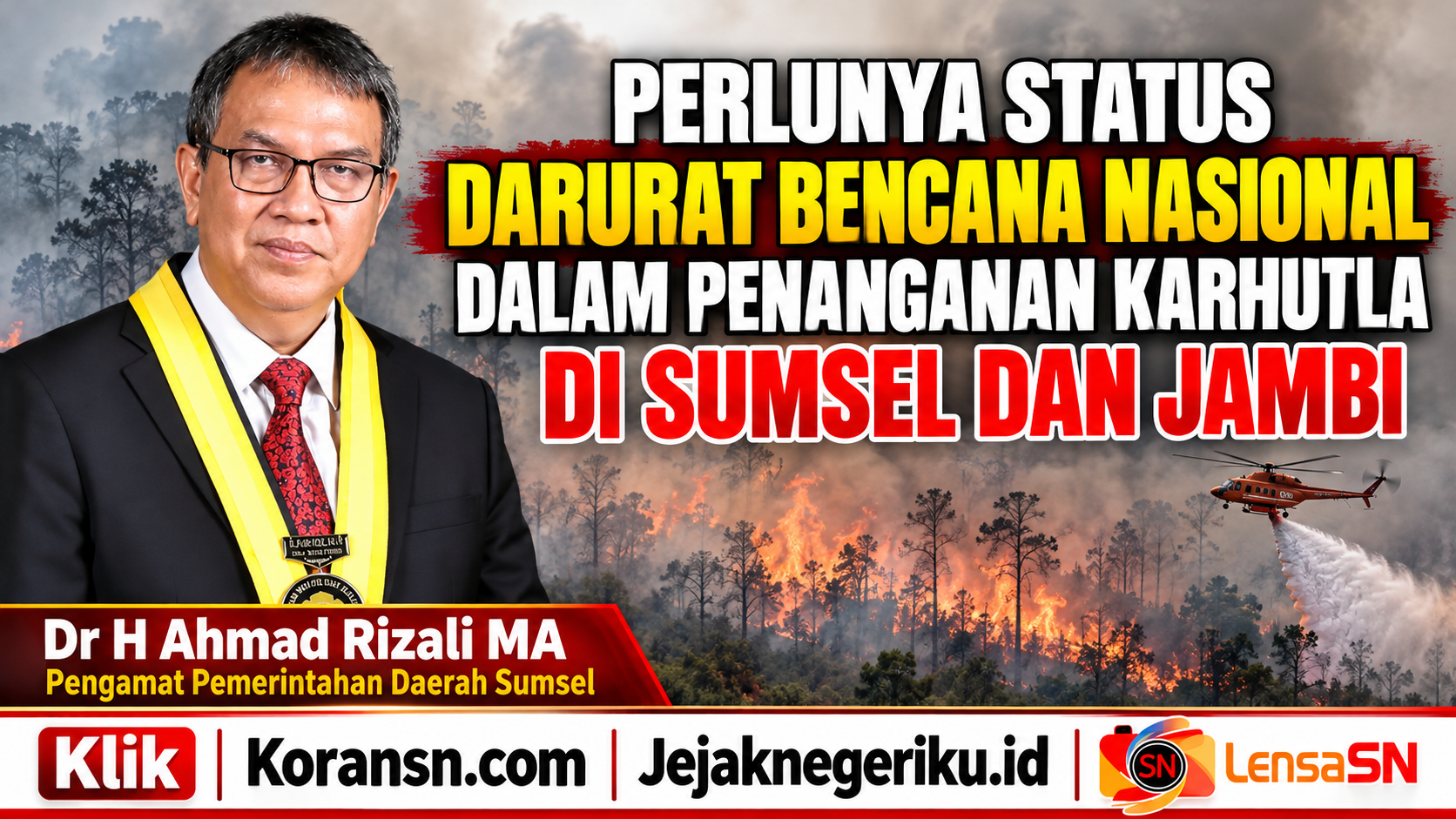 Dr H Ahmad Rizali MA Pengamat Pemerintahan Daerah Sumsel. (Foto-LensaSN)